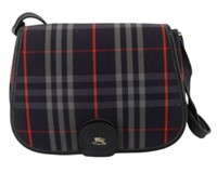 Burberry Navy Blue Check Shoulder Bag