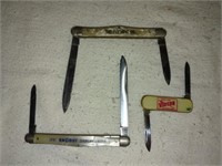 Vintage pocket knives w/ advertisement