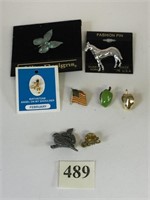 CARDED HORSE AND BUTTERFLY PINS APPLE ANGEL FLAG
