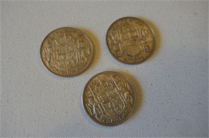3 - 1950 Fifty Cent Coins