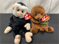 2x Beanie Babies Mooch & Seaweed