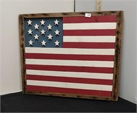 Wooden American Flag Folk Art