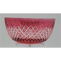ABP Cut Glass Cut To Clear Cranberry Bowl