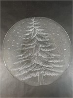 Mikasa Noel Tree Frosted Glass Round Platter