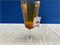 Amber Art Glass Vase/Candleholder