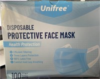 Unifree Disposable Protective Face Masks 100 Pack