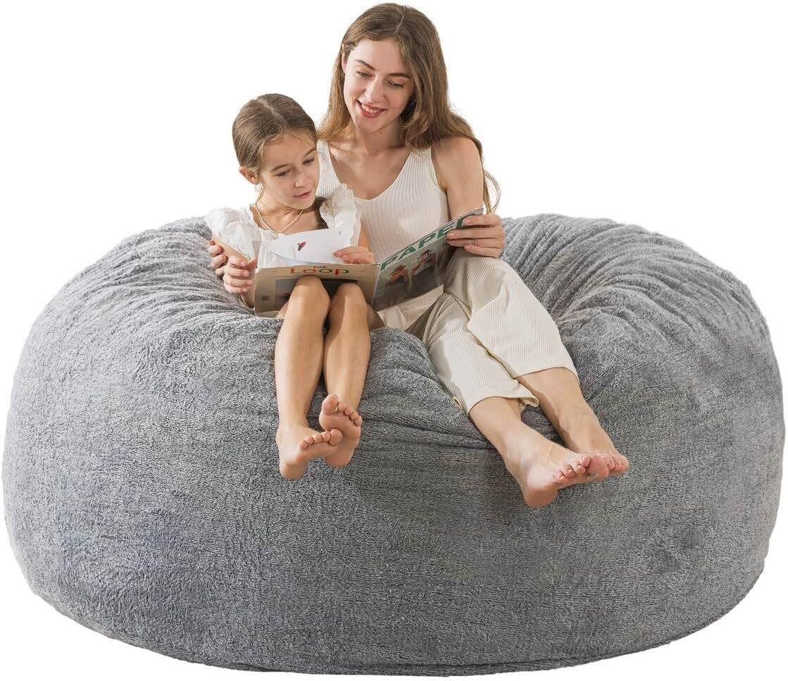 WhatsBedding 3' Memory Foam Bean Bag Chair  Grey