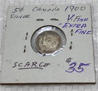 1900 Canada 5 cents silver coin scarce