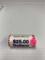 THOMAS JEFFERSON DOLLAR ROLL COIN UNCIRCULATED