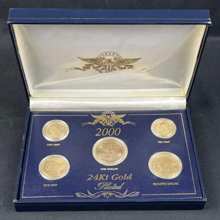 Year 2000 Coin Set, 24K Gold Plated w/ Sacagawea