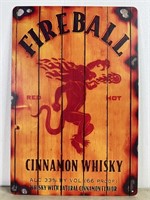 Fireball Cinnamon Whisky Metal Sign About 8" x 12"