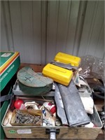 TACKLE BOX W/ VINTAGE TACKLE AND OLD ZEBCO SCALES