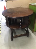 Old Swivel Top Round Wood Table