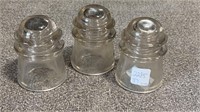 Three Whitall Tatum No 2 Insulators