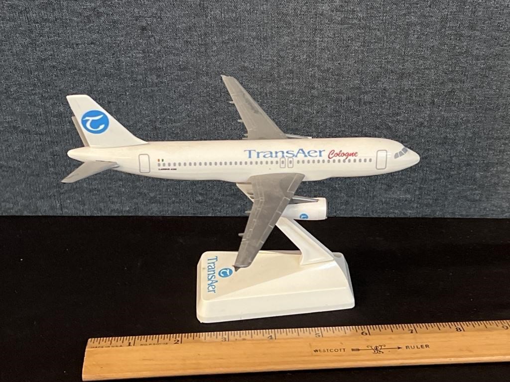 Vintage Transaer Model Airplane on Stand