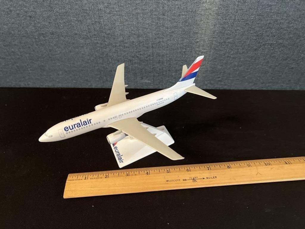 Vintage Euralair Model Airplane on Stand