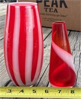 Red & White Striped Vases