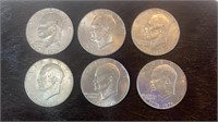 (6) Bicentennial Eisenhower Dollar Coins