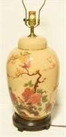 Chinese font floral decorated table lamp 26”