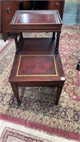 Mahogany Leather Top Step Up End Table