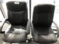 2 Black Vinyl Upholstered Arm Chairs