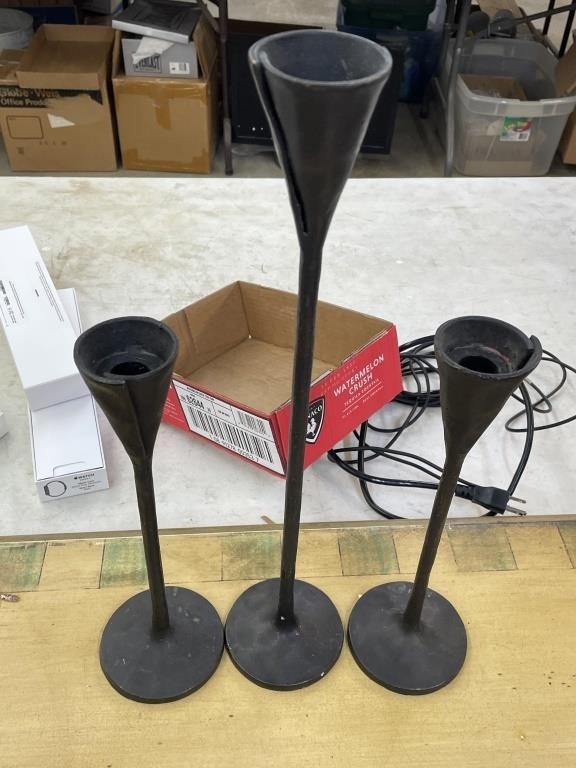 Rod iron candlestick holders 2 12" & 18"