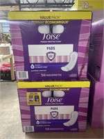 2 Boxes Poise 56 Count Pads