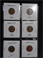 6 Wheat Pennies Different years Lot #1