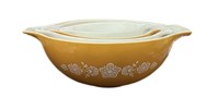 (4) Pc Set Pyrex Mixing Bowls Butterfly Gold