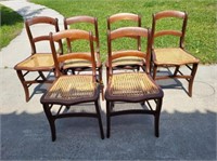 Antique Walnut Victorian Cane Bottom 6  Chairs