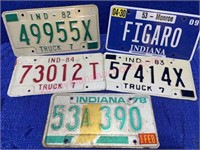 (5) Vtg Indiana license plates