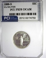 1999-S Silver Quarter PCI PR70 DCAM Pennsylvania