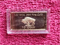 100 mills .999 fine gold USA Buffalo