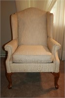 Ivory Colored Queen Ann Wing Back Chair