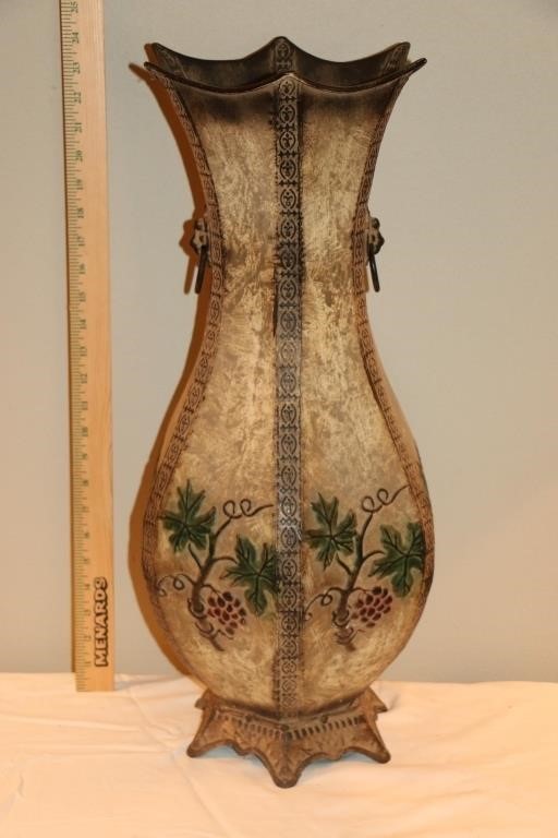 Metal Vase with Grape Motif