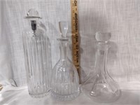 Three MCM Clr Art Glass Decanters