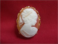 Gold Plated Cameo 2" Brooch