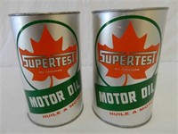 2 SUPERTEST MOTOR OIL IMP. QT. FIBRE CANS