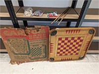 Carrom Game Board in Box with Game Pieces