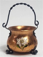 Hand Painted Copper Pot Hammered