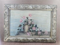 Vtg Framed Floral Art Piece