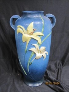 Roseville Floor Vase 142-18 Zephyr Lily Blue