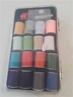 Travel sewing kit in plastic case