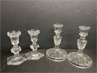 2 sets glass crystal candlesticks