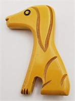(M) vtg Yellow Bakelite Dachshund/Dog Brooch