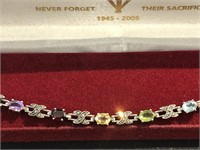 Sterling Silver Tennis Bracelet with Gems