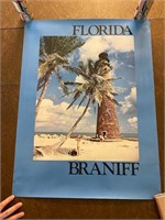 Braniff Airways FLORIDA Travel Poster 1980's