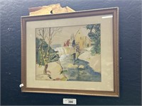1947 Elaine Kehl Framed Watercolor.
