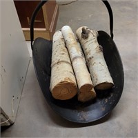 Firewood Holder and Birch Logs