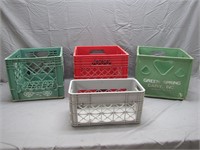 4 Assorted Plastic Milk Crates